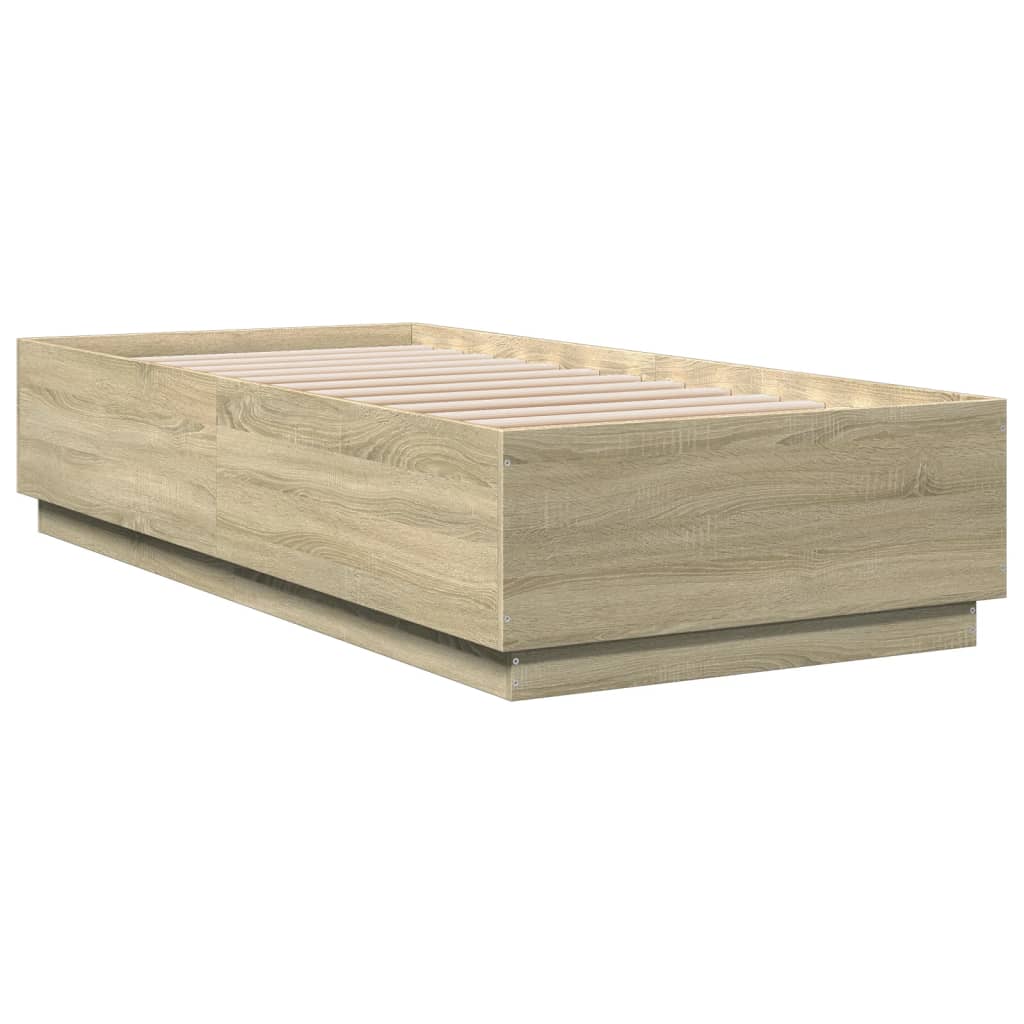 vidaXL Bedframe bewerkt hout sonoma eikenkleurig 100x200 cm