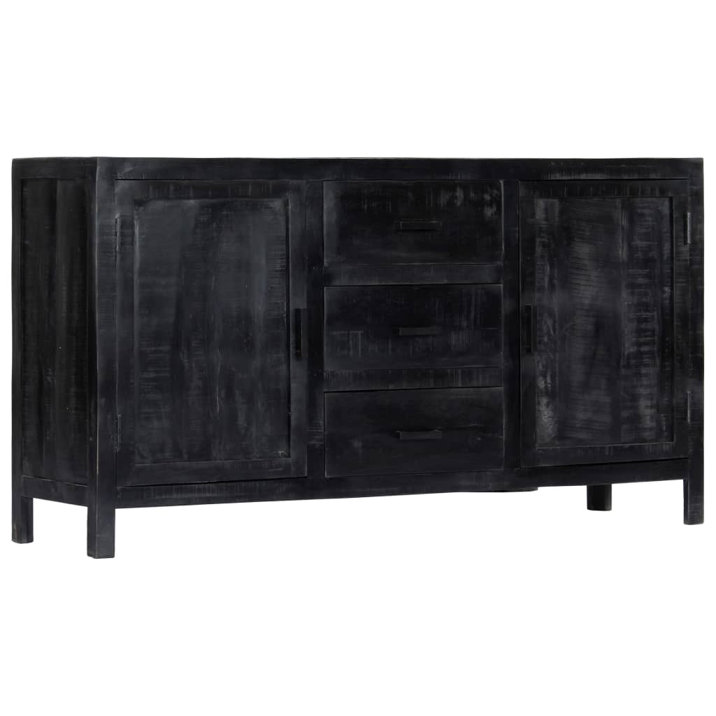 vidaXL Dressoir 147x40x80 cm massief mangohout zwart