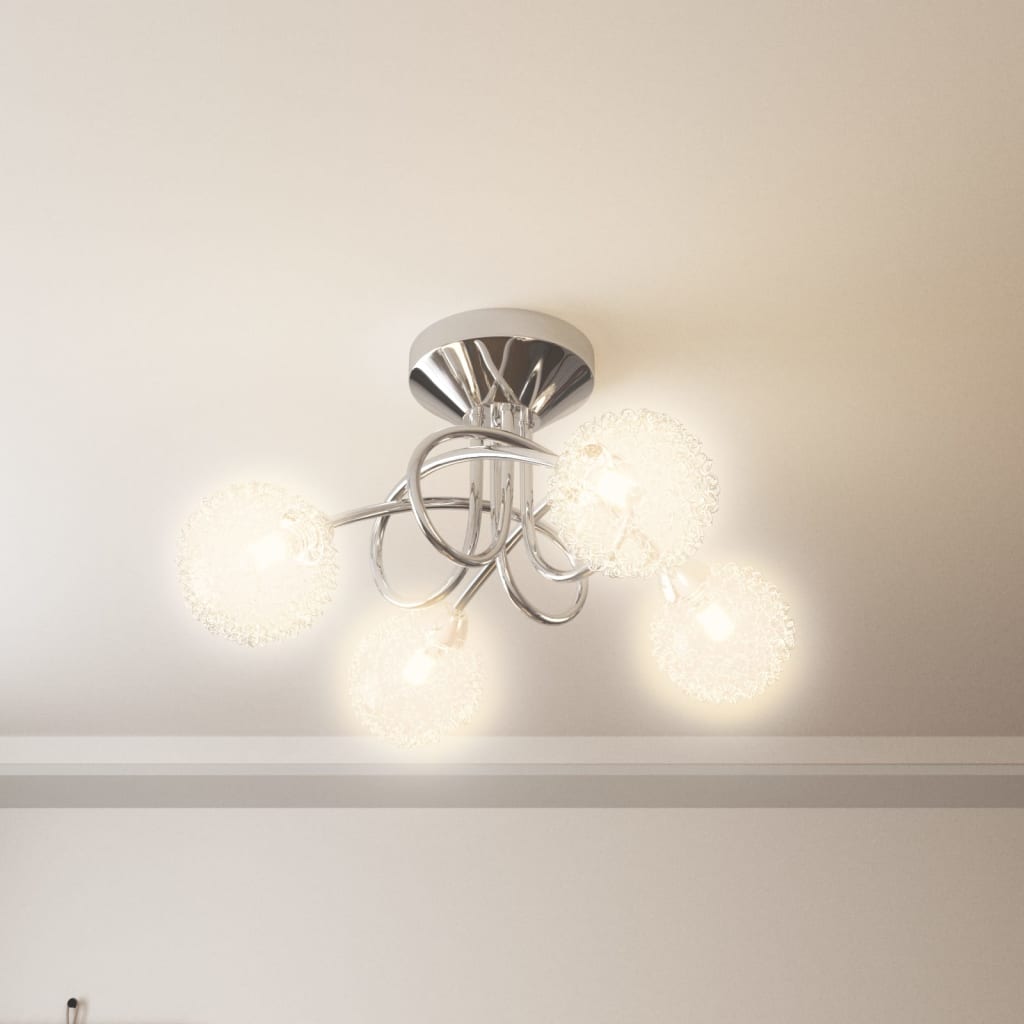 vidaXL Plafondlamp met gaasdraad kappen voor 4 x G9 LED