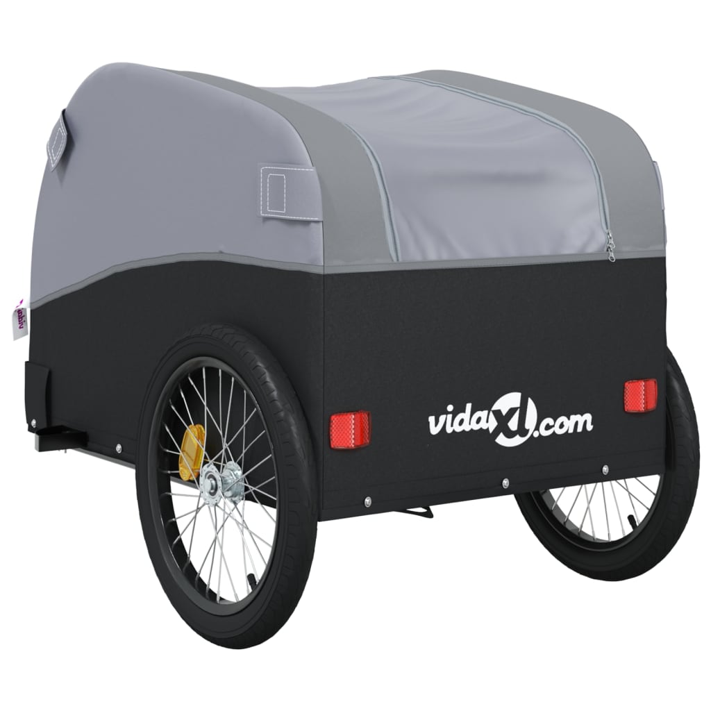 vidaXL Fietstrailer 30 kg ijzer zwart en grijs