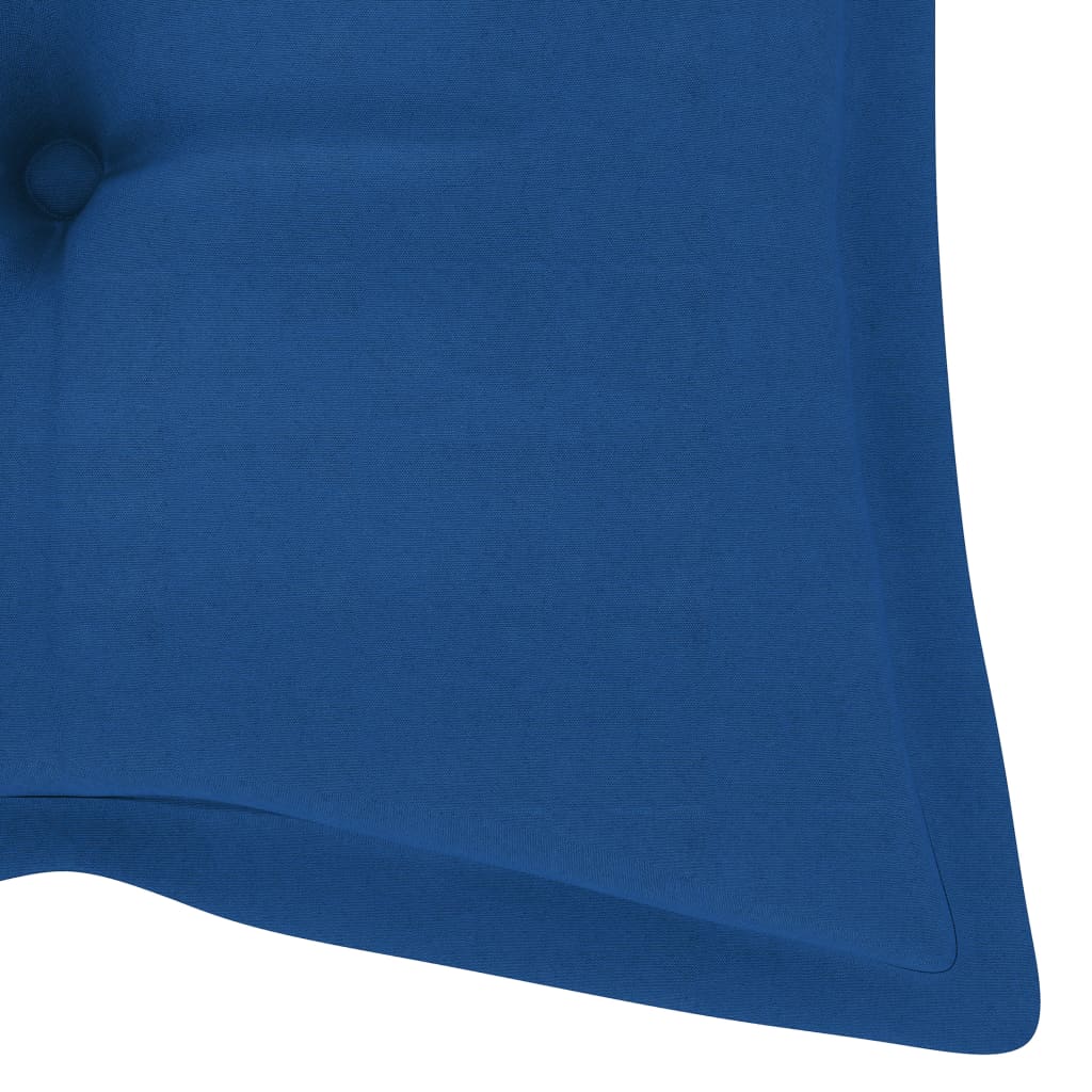 vidaXL Tuinbank met blauw kussen 120 cm massief teakhout