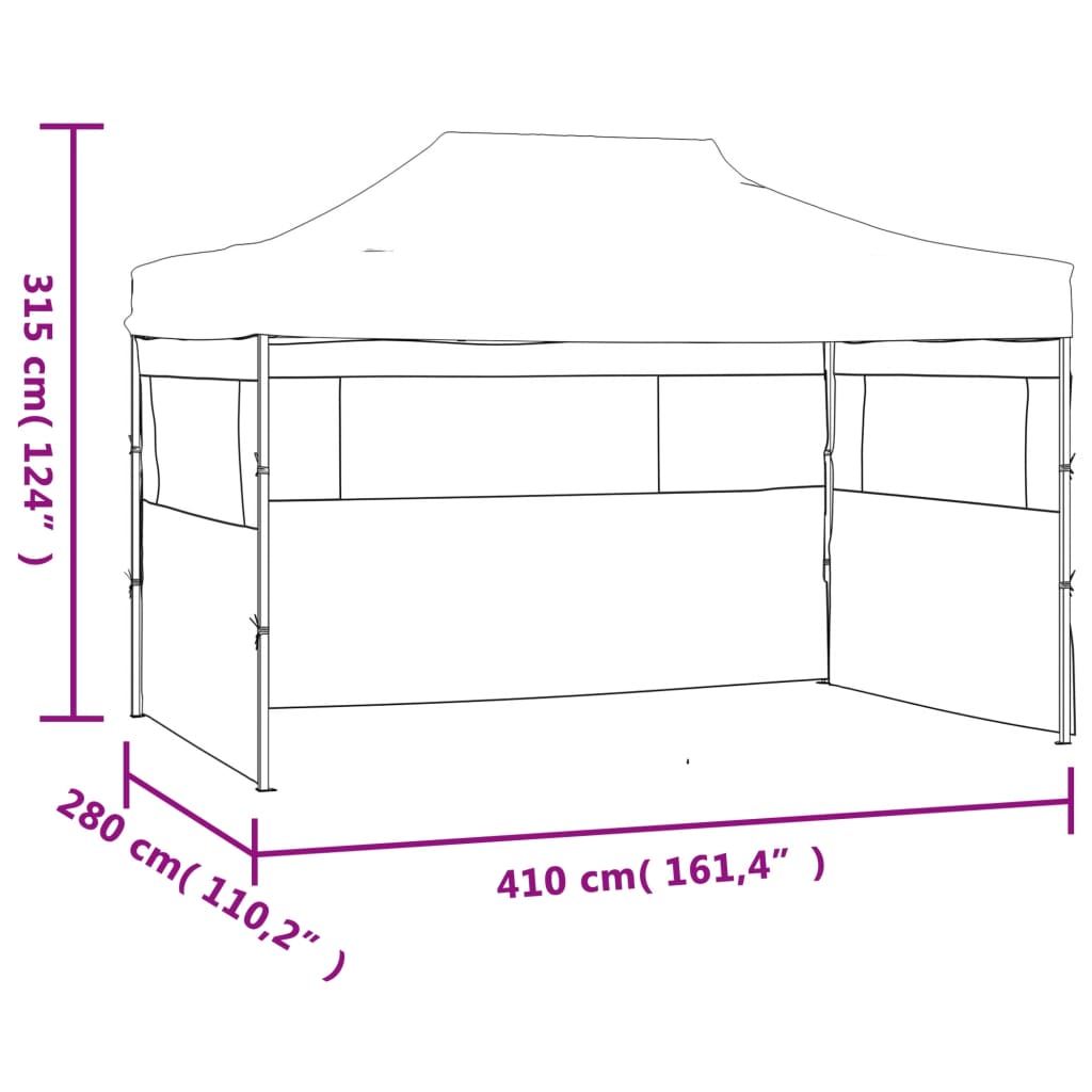 vidaXL Partytent met 3 zijwanden inklapbaar 3x4 m staal blauw