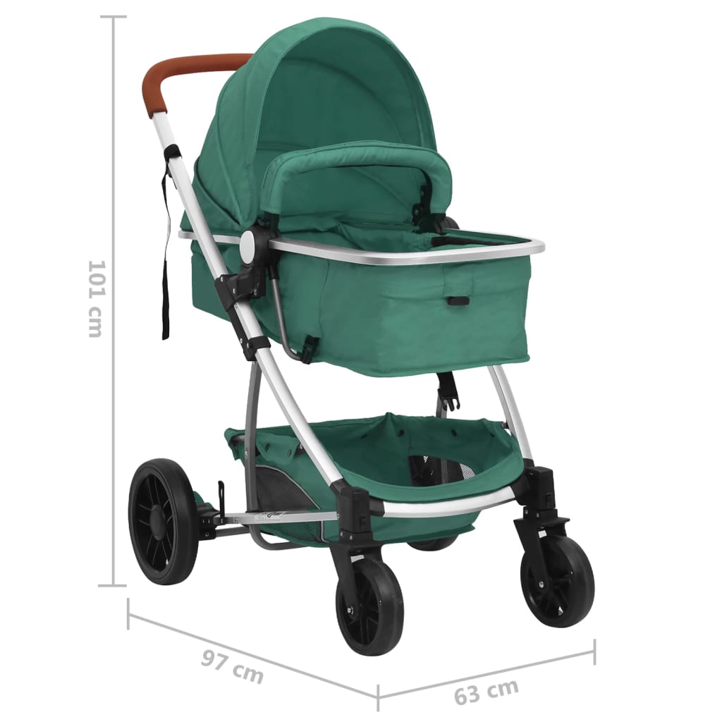vidaXL Kinderwagen 2-in-1 aluminium groen