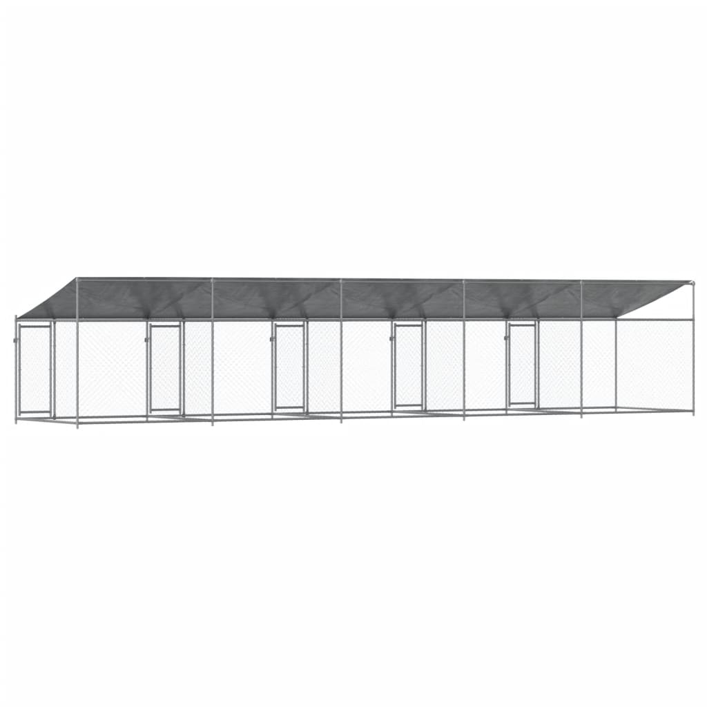 vidaXL Hondenhok met dak en deuren 10x2x2 m gegalvaniseerd staal grijs