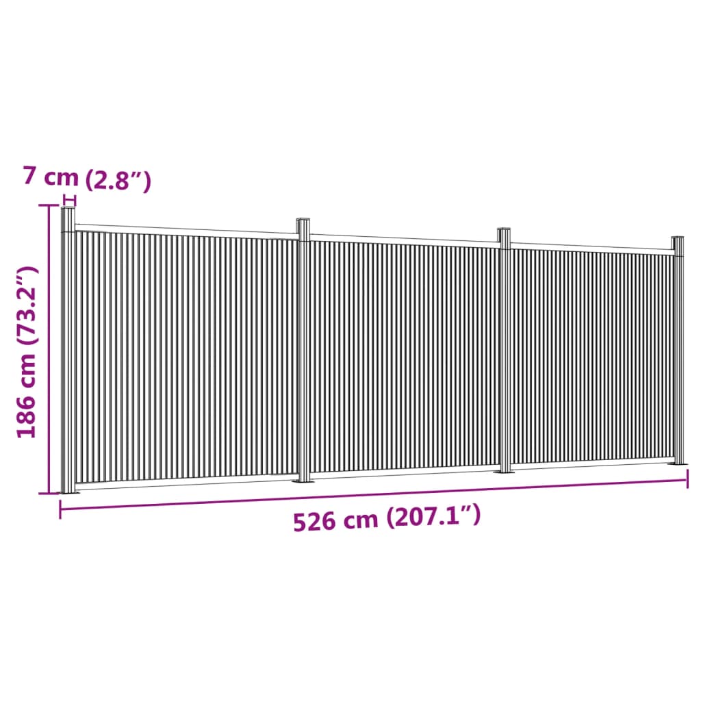 vidaXL Schuttingpaneel 526x186 cm HKC grijs