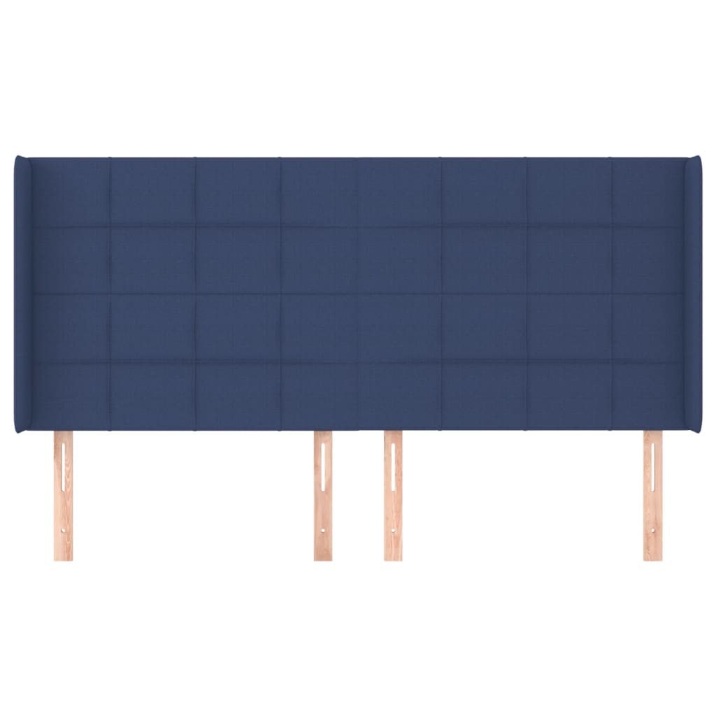 vidaXL Hoofdbord met randen 203x16x118/128 cm stof blauw