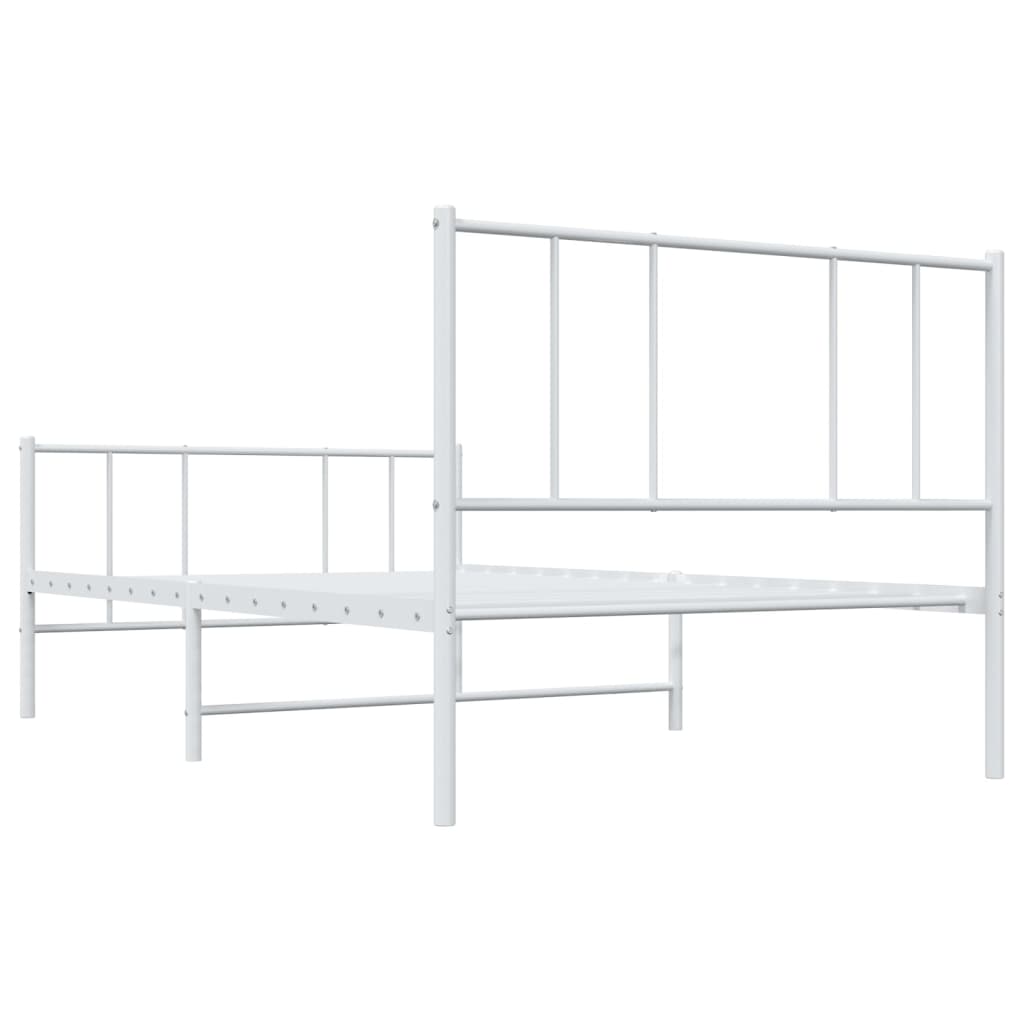 vidaXL Bedframe met hoofd- en voeteneinde metaal wit 107x203 cm