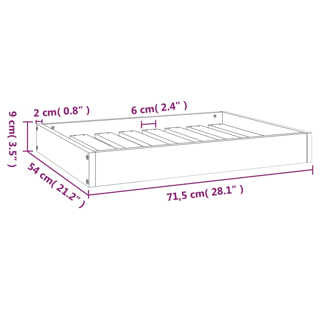 vidaXL Hondenmand 71,5x54x9 cm massief grenenhout