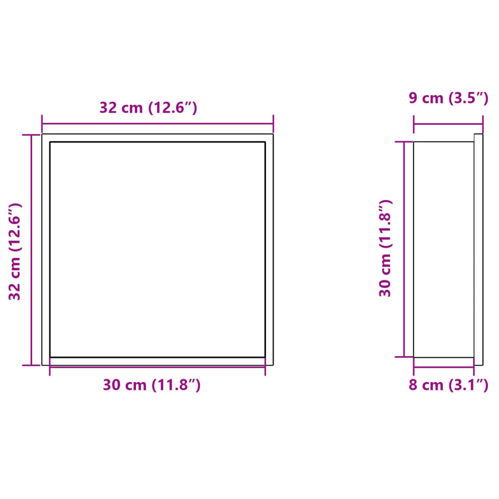 vidaXL Douchenis 32x32x9 cm roestvrijstaal matzwart