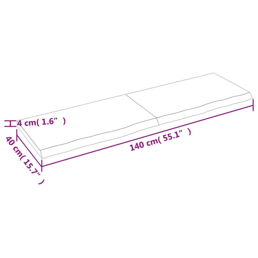 vidaXL Wastafelblad 140x40x(2-4) cm behandeld massief hout donkerbruin