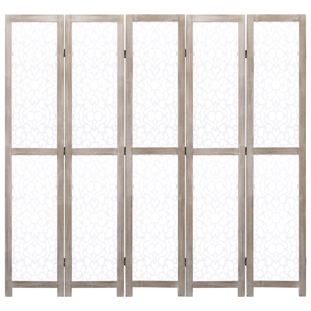 vidaXL Kamerscherm met 5 panelen 175x165 cm massief hout wit