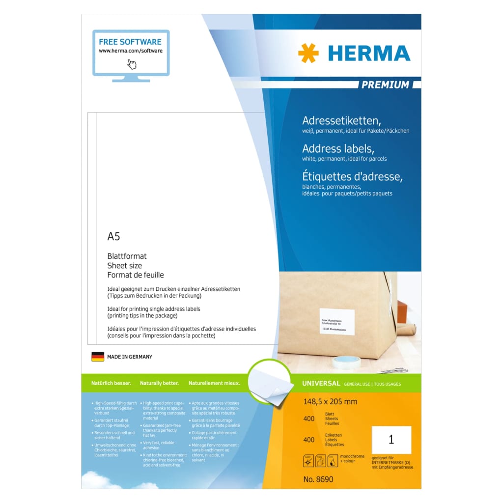 HERMA Etiketten PREMIUM 400 vellen A5 148,5x205 mm
