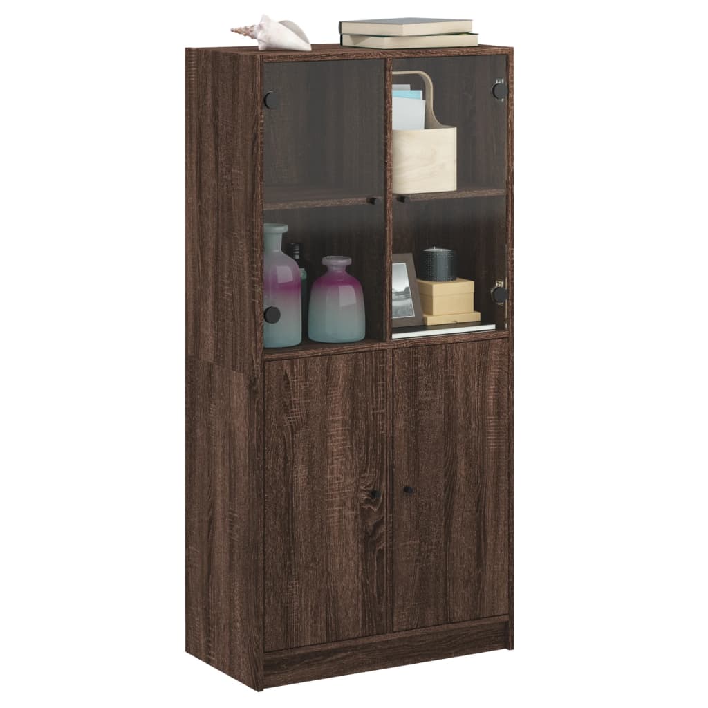 vidaXL Hoge kast met deuren 68x37x142 cm bewerkt hout bruin eikenkleur