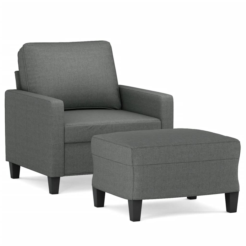 vidaXL Fauteuil met voetenbank 60 cm stof donkergrijs