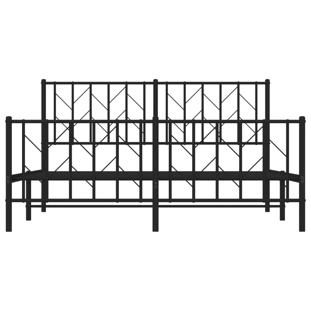 vidaXL Bedframe met hoofd- en voeteneinde metaal zwart 150x200 cm