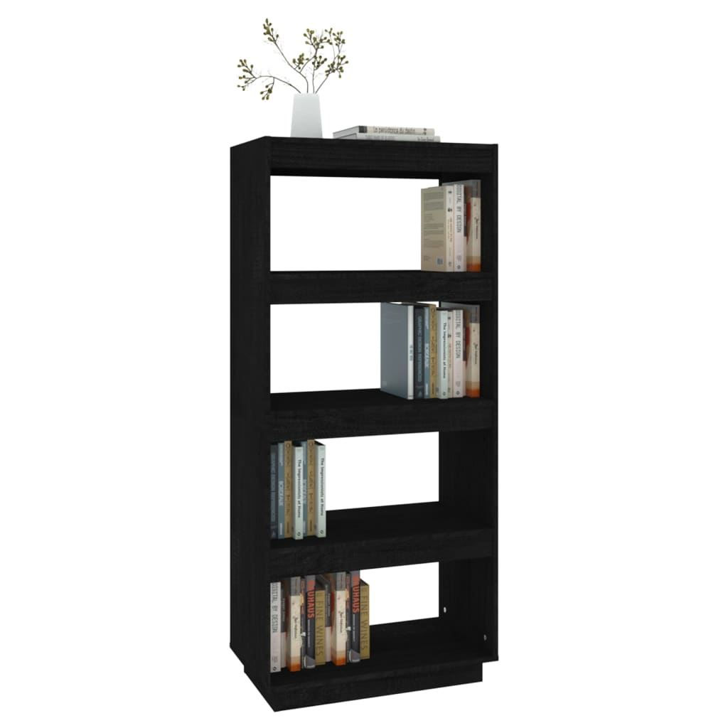 vidaXL Boekenkast/kamerscherm 60x35x135 cm massief grenenhout zwart