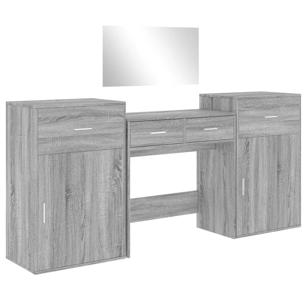 vidaXL 4-delige Kaptafelset bewerkt hout grijs sonoma eikenkleurig