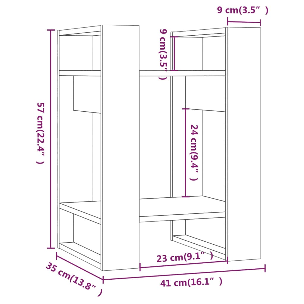 vidaXL Boekenkast/kamerscherm 41x35x57 cm massief grenenhout wit