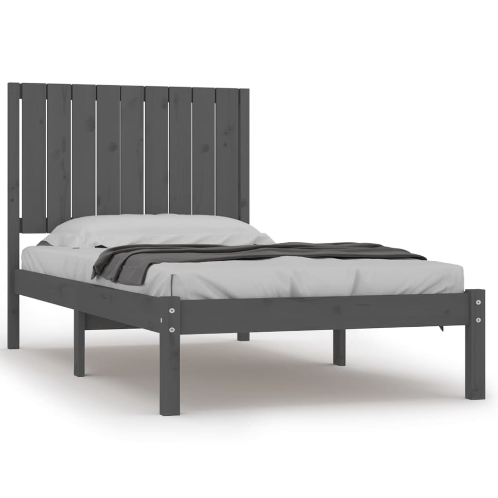 vidaXL Bedframe massief grenenhout grijs 90x200 cm