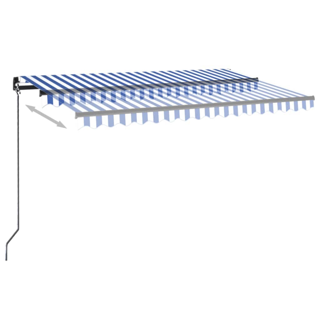 vidaXL Luifel automatisch met LED en windsensor 400x350 cm blauw wit