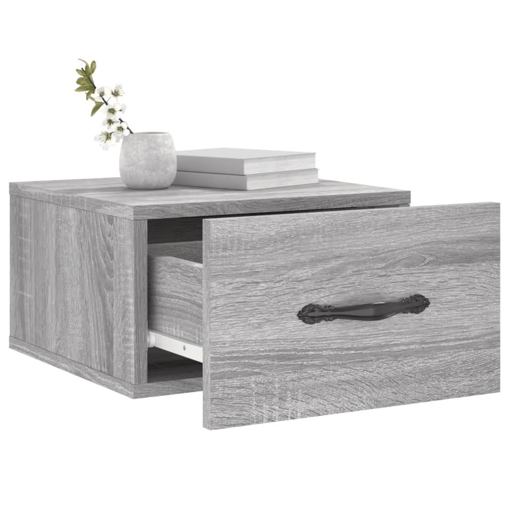 vidaXL Nachtkastjes 2 st wandgemonteerd 35x35x20 cm grijs sonoma eiken