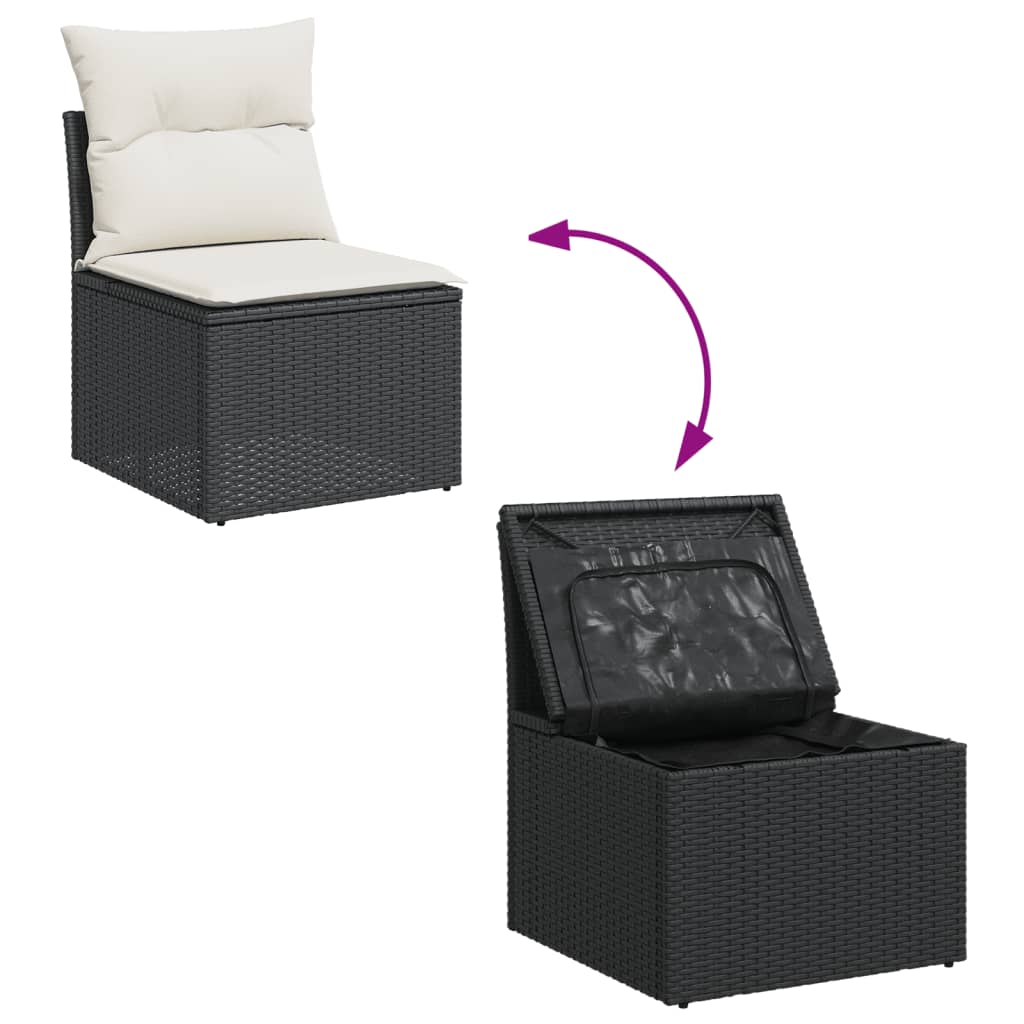 vidaXL 12-delige Loungeset met kussens poly rattan zwart