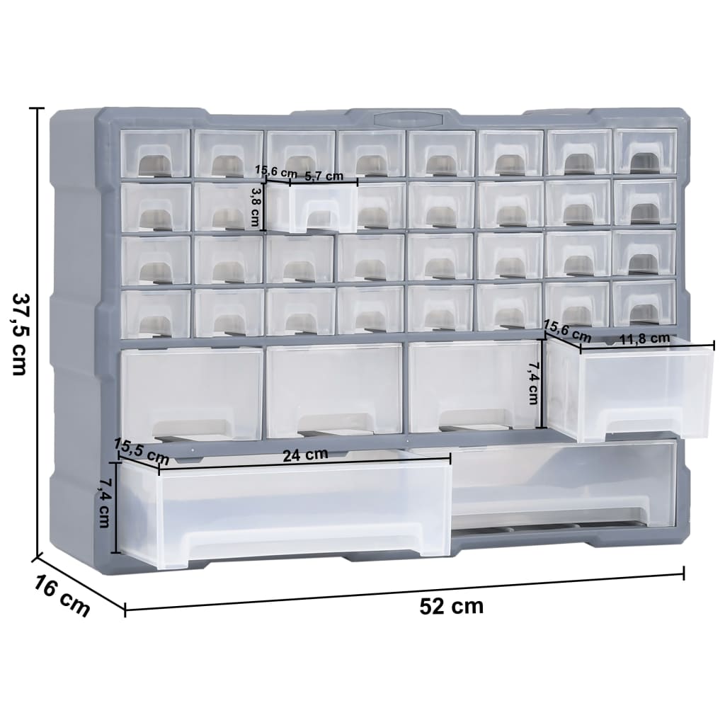 vidaXL Organiser met 38 lades 52x16x37,5 cm