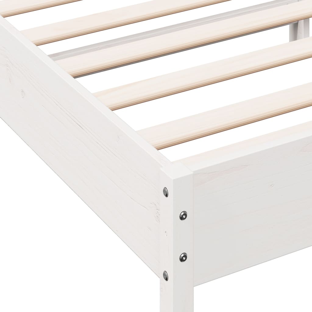 vidaXL Bedframe met hoofdbord massief grenenhout wit 90x190 cm