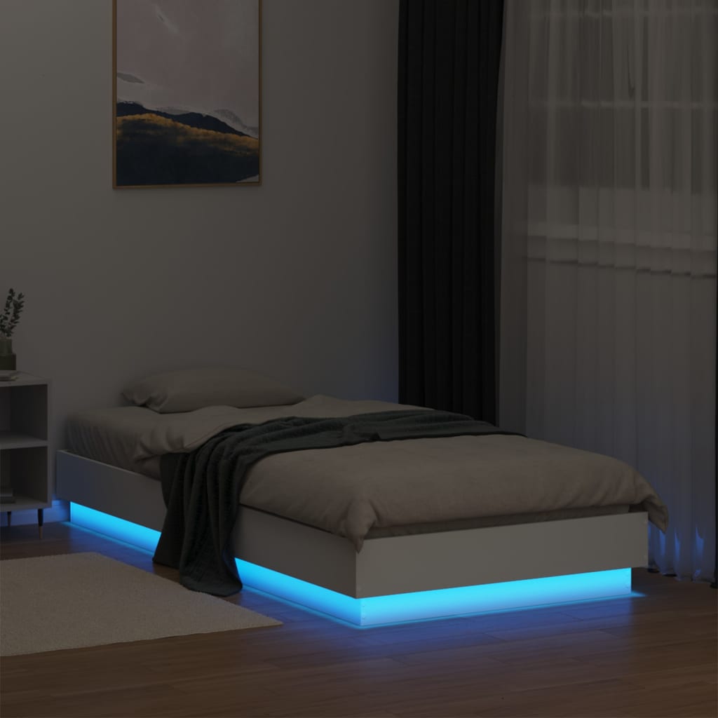vidaXL Bedframe met LED-verlichting wit 90x190 cm