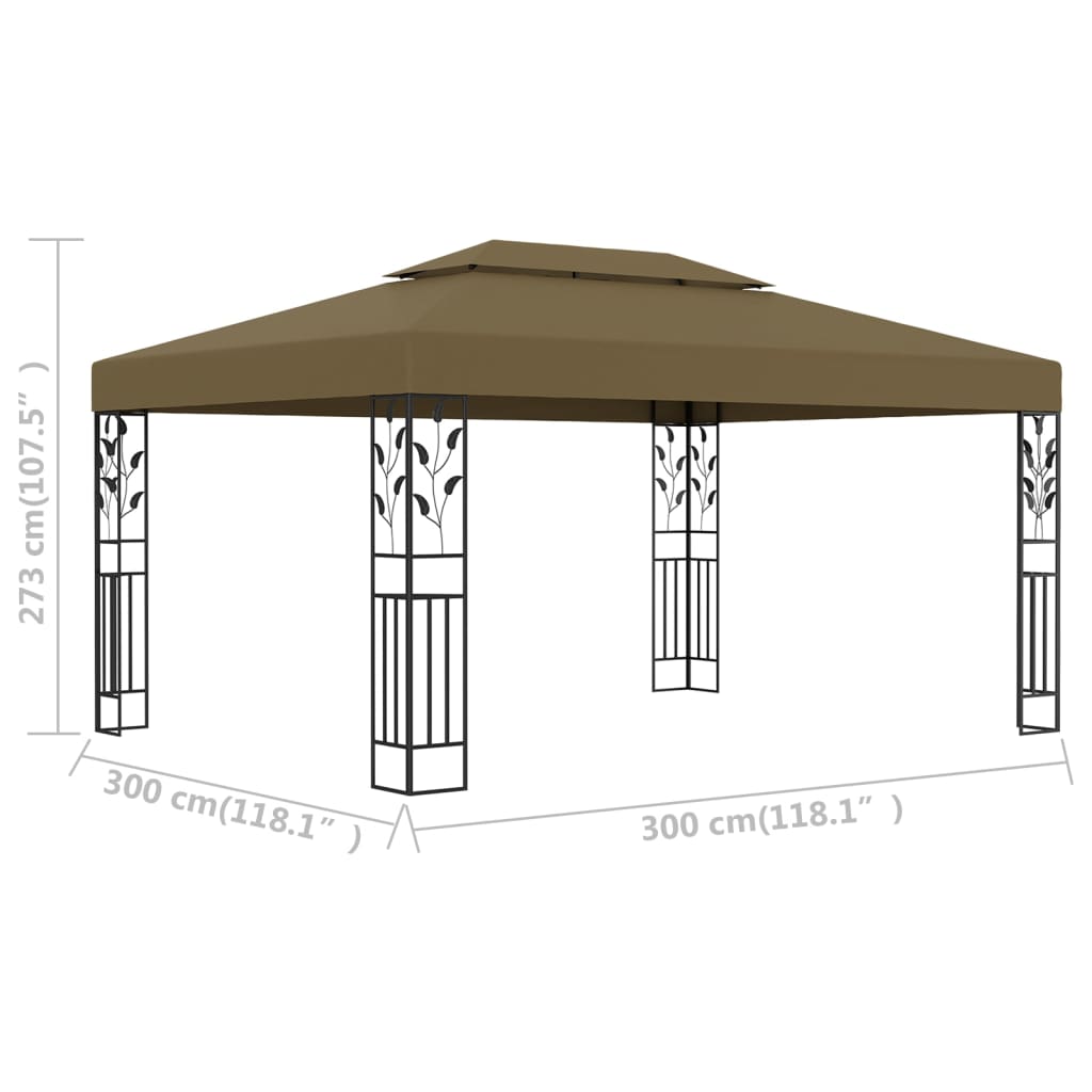 vidaXL Prieel met dubbel dak 180 g/m² 3x4 m taupe