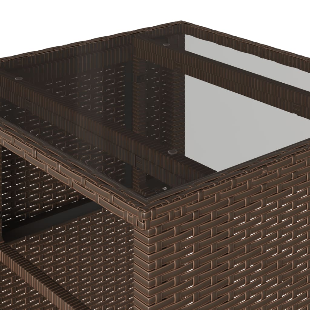 vidaXL 3-delige Bistroset met kussens poly rattan bruin