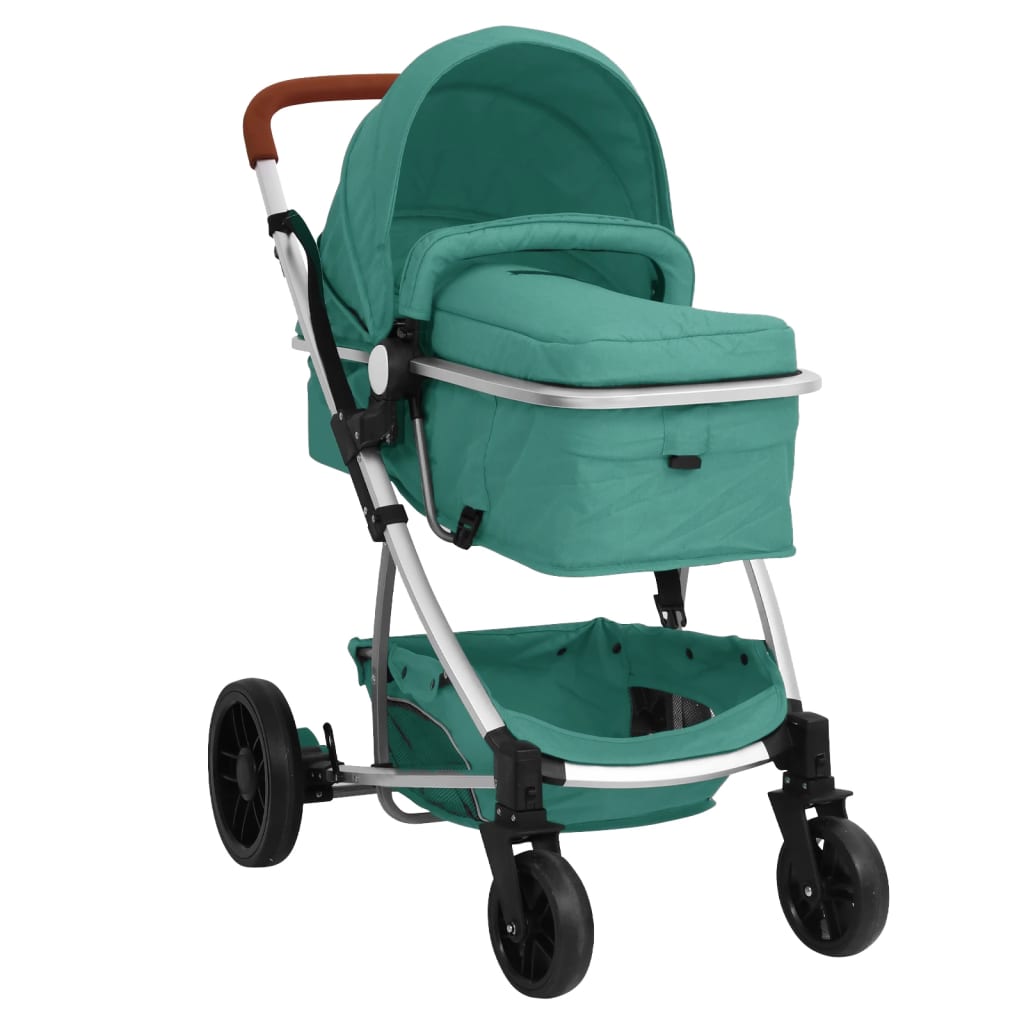 vidaXL Kinderwagen 2-in-1 aluminium groen
