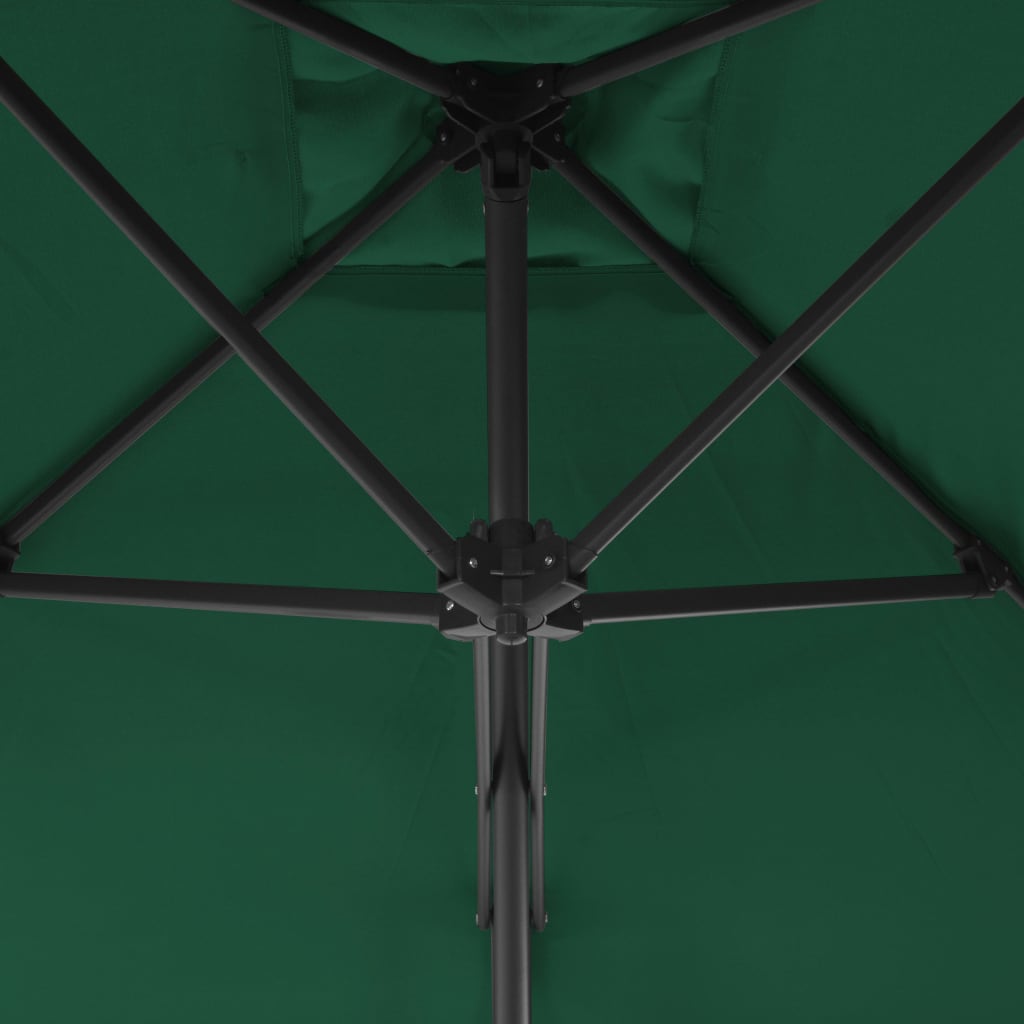 vidaXL Parasol met stalen paal 300 cm groen
