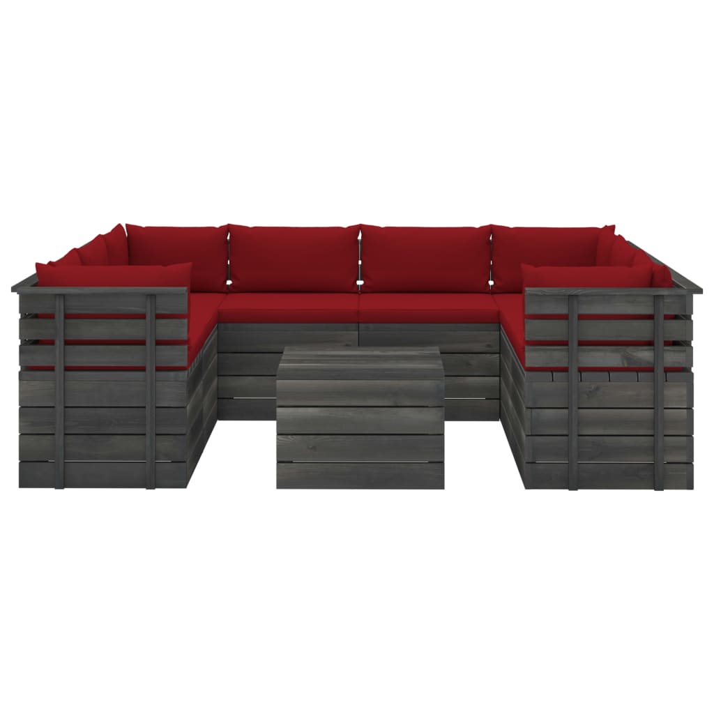 vidaXL 9-delige Loungeset met kussens pallet massief grenenhout