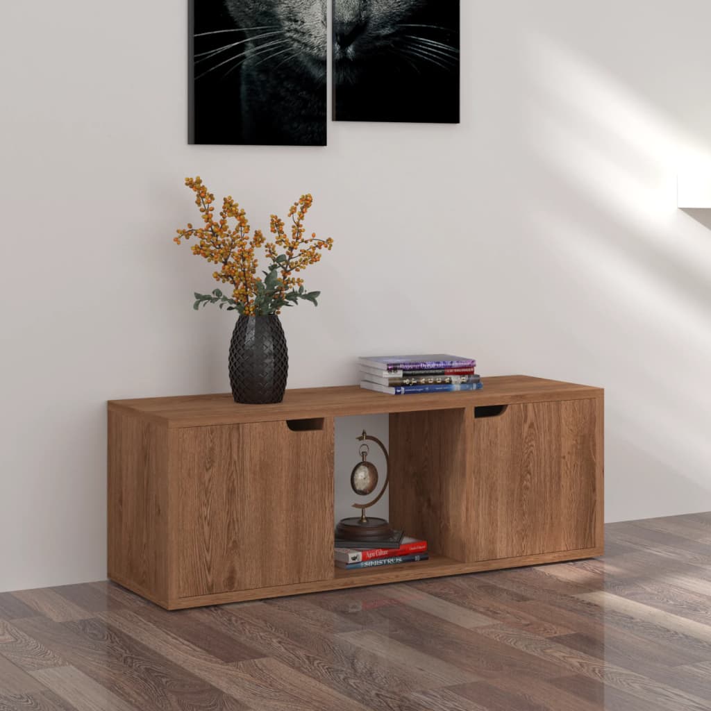 vidaXL Tv-meubel 88,5x27,5x30,5 cm bewerkt hout bruin eikenkleurig