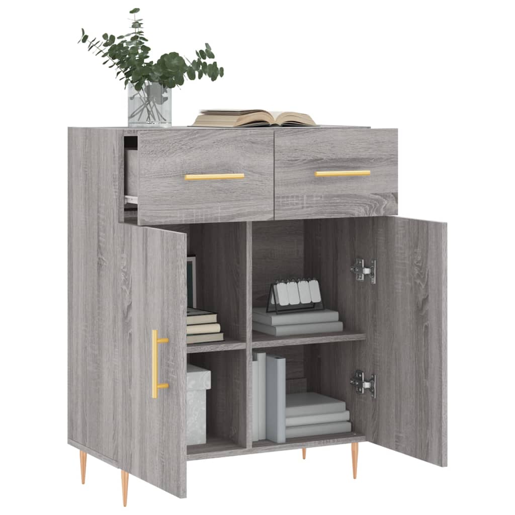 vidaXL Dressoir 69,5x34x90 cm bewerkt hout grijs sonoma eikenkleurig