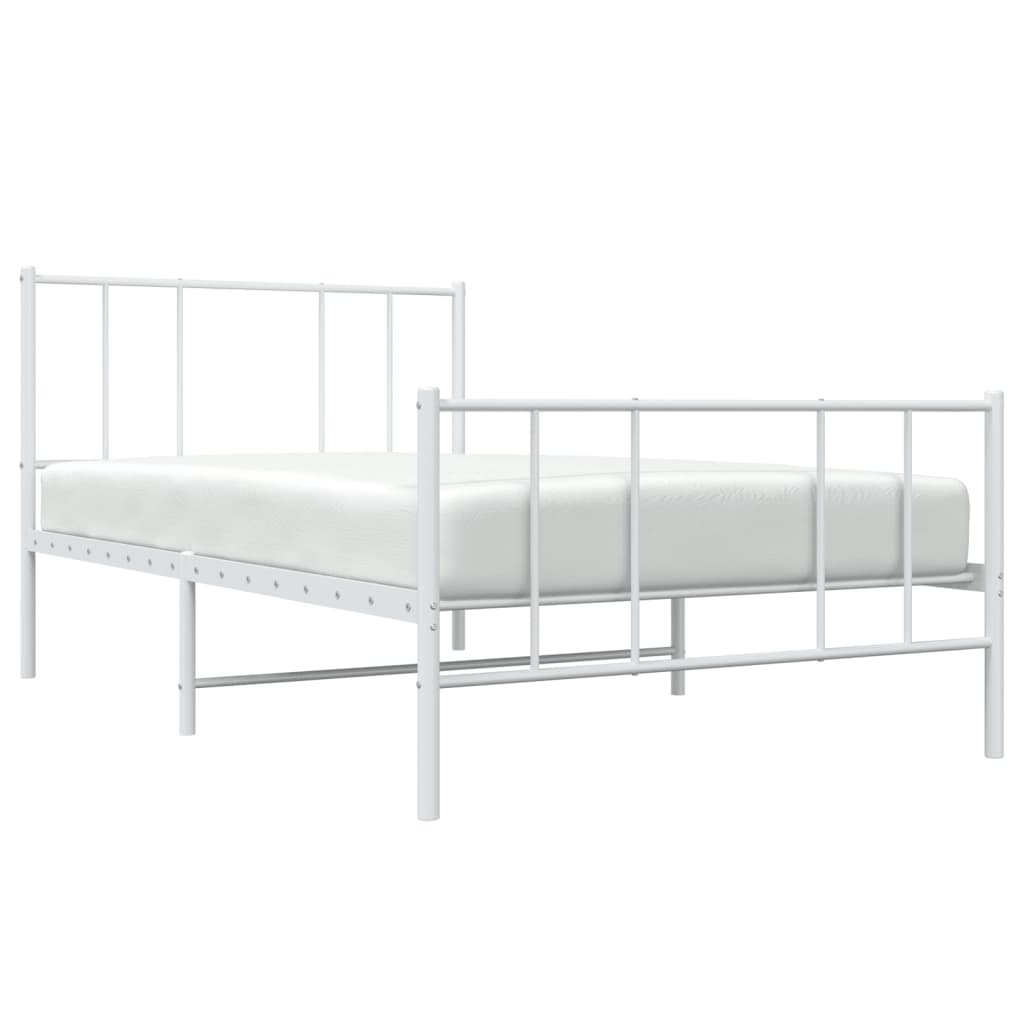 vidaXL Bedframe met hoofd- en voeteneinde metaal wit 107x203 cm