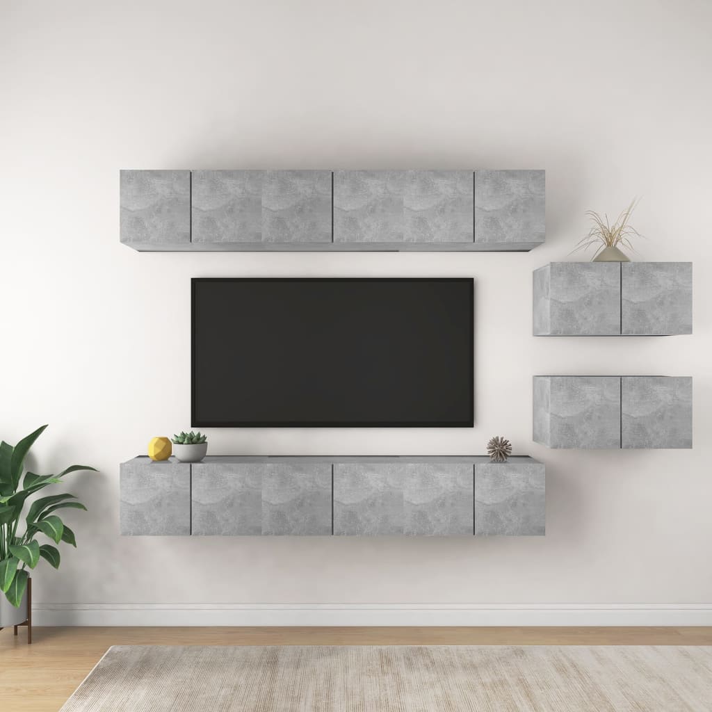 vidaXL Tv-meubelen 8 st bewerkt hout betongrijs