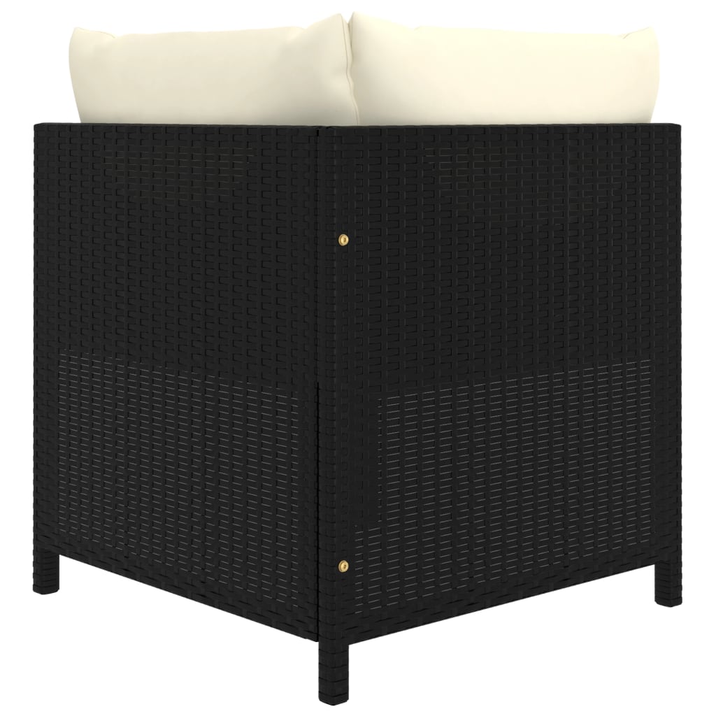 vidaXL 3-delige Loungeset met kussens poly rattan zwart