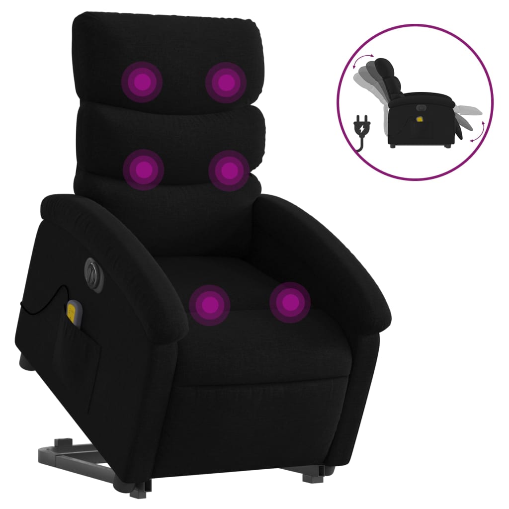 Fauteuil de salon vidaXL Fauteuil verstelbaar elektrisch stof zwart3205076