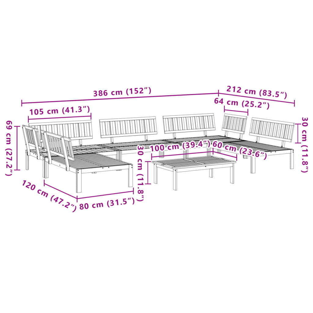 vidaXL 6-delige Loungeset pallet massief acaciahout