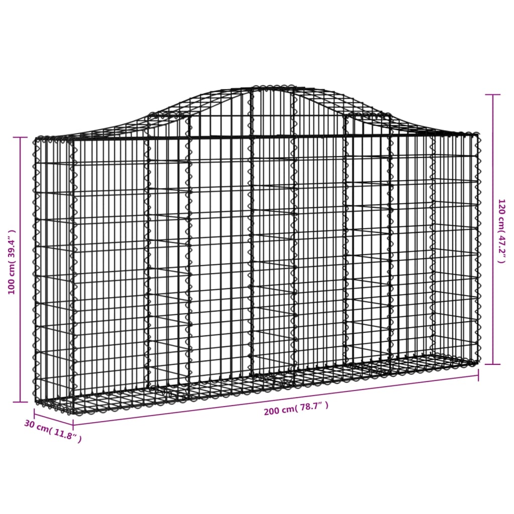 vidaXL Schanskorven 3 st gewelfd 200x30x100/120 cm ijzer