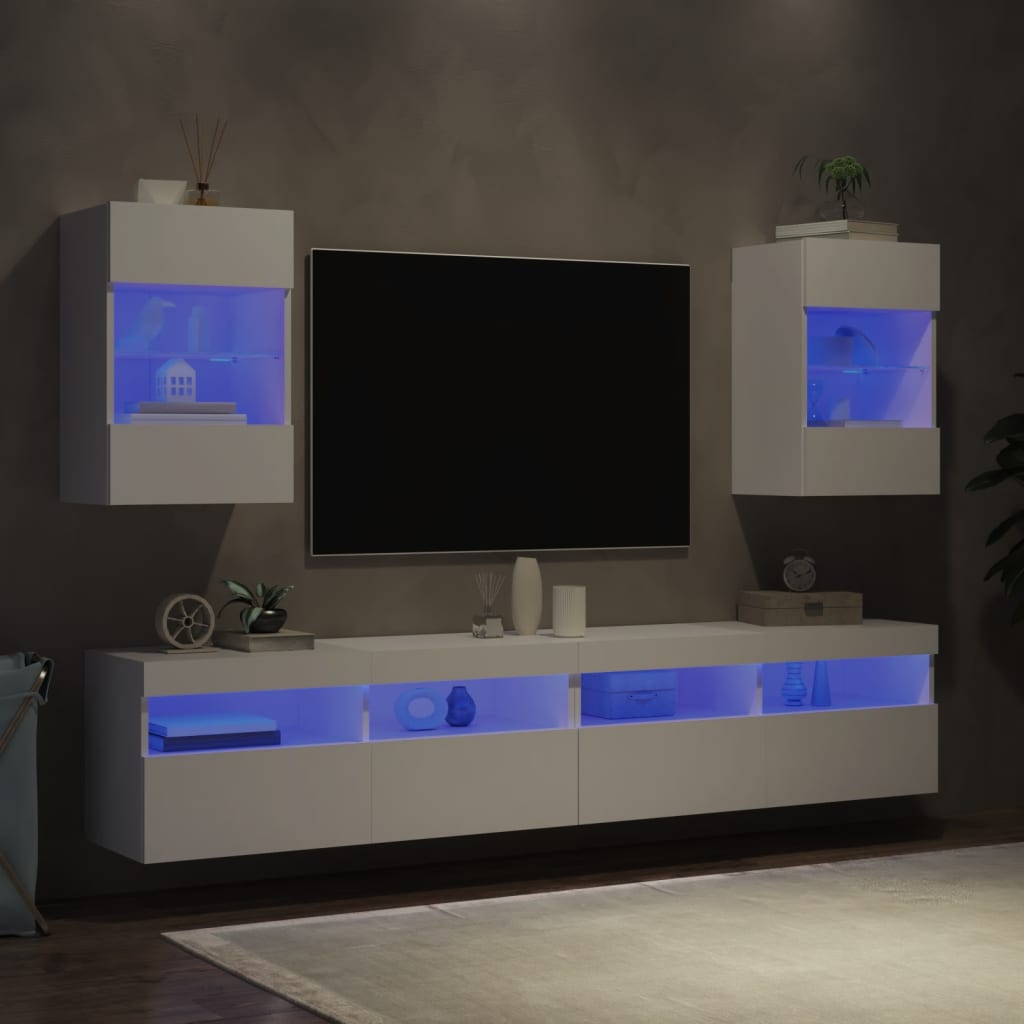 vidaXL Tv-wandmeubels met LED-verlichting 2 st 40x30x60,5 cm wit