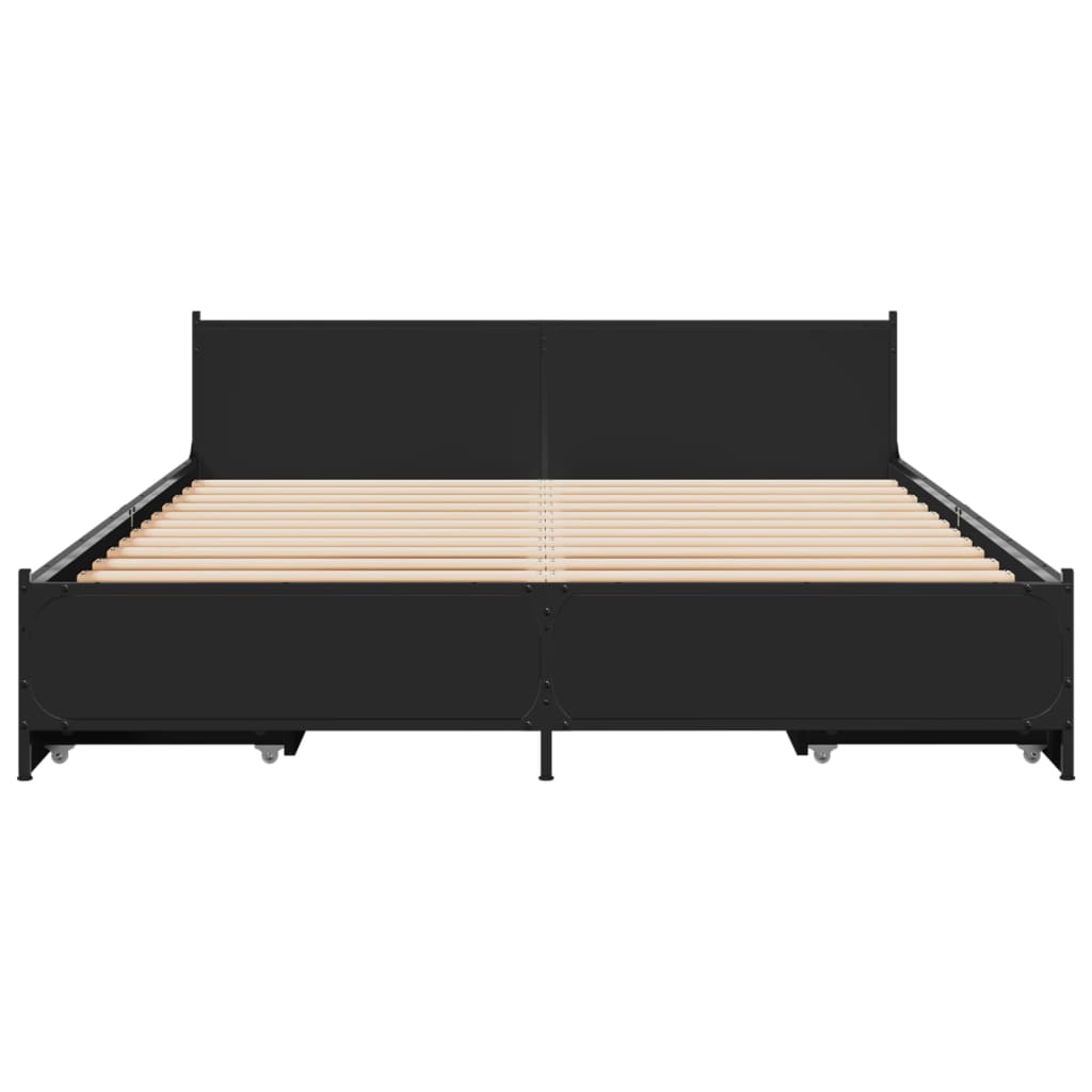 vidaXL Bedframe met lades bewerkt hout zwart 150x200 cm