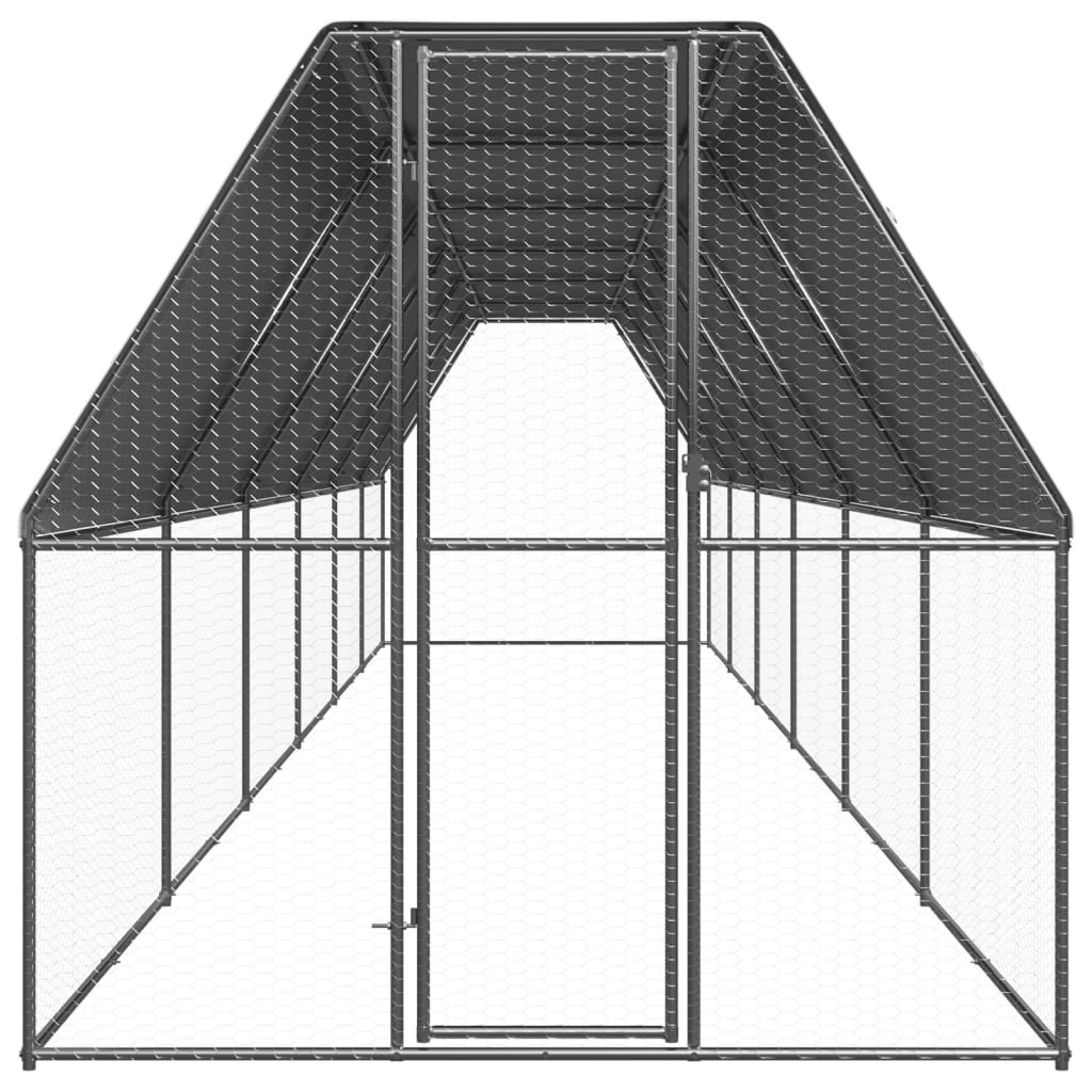 vidaXL Buitenhok voor kippen 2x12x2 m gegalvaniseerd staal