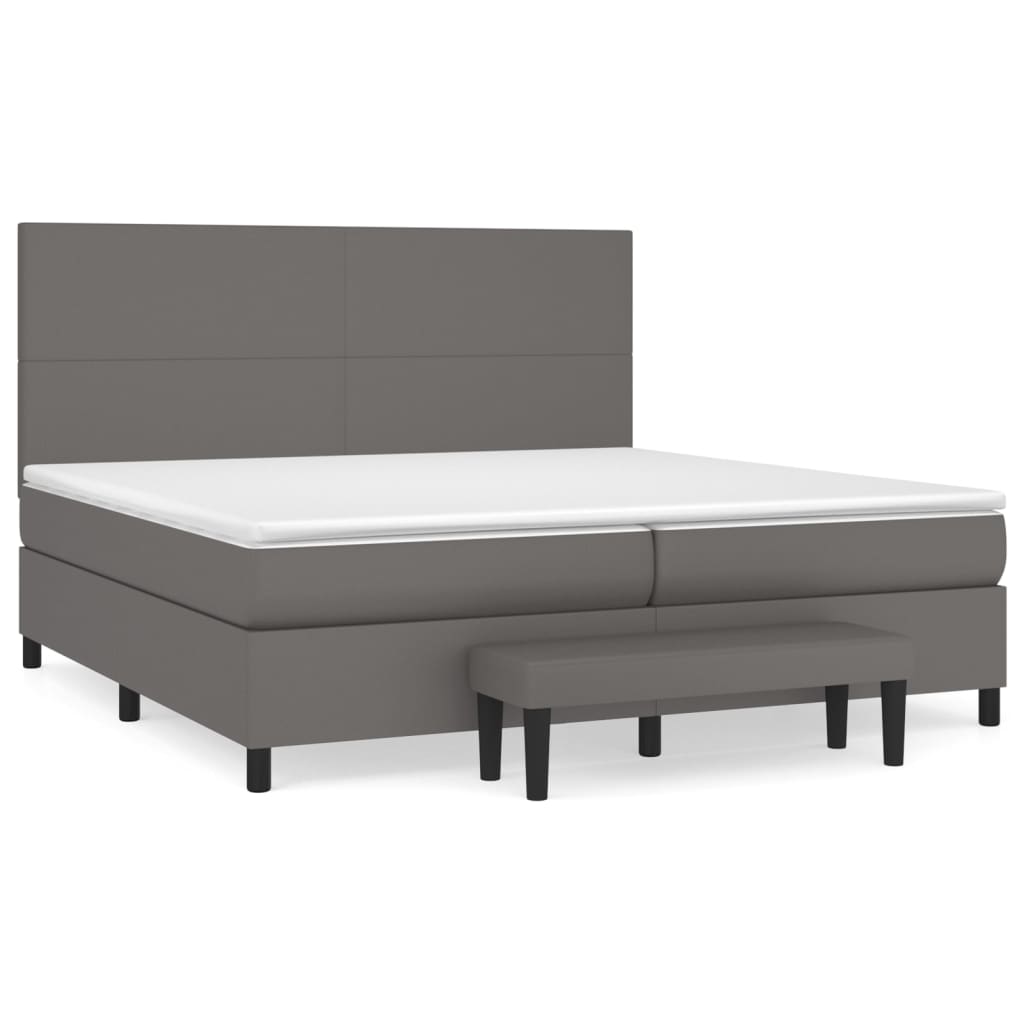 vidaXL Boxspring met matras kunstleer grijs 200x200 cm