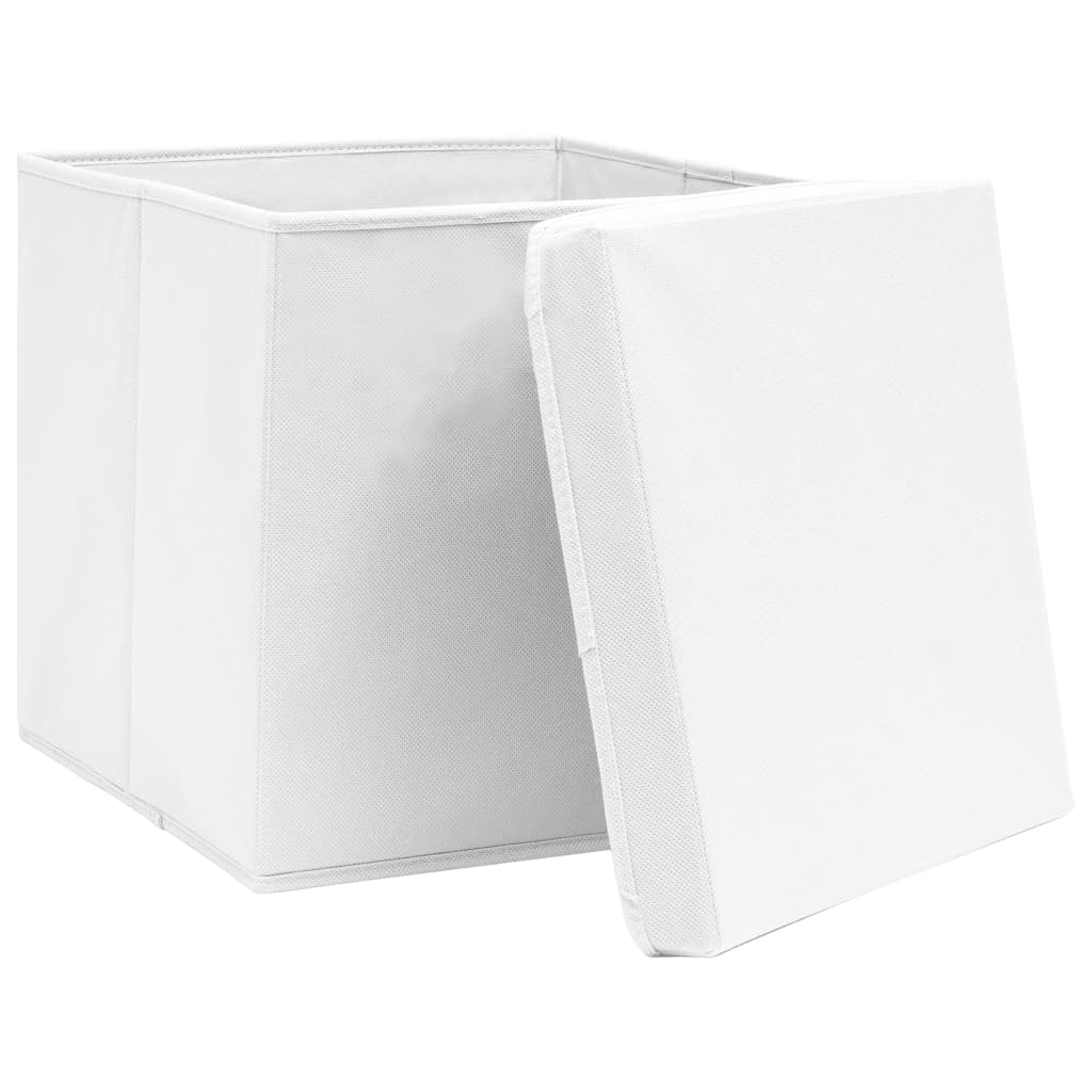 vidaXL Opbergboxen met deksel 10 st 28x28x28 cm wit