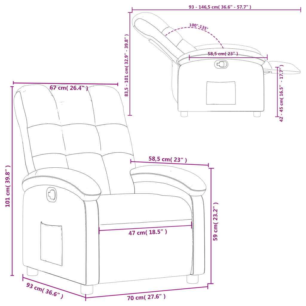 vidaXL Fauteuil verstelbaar stof taupe