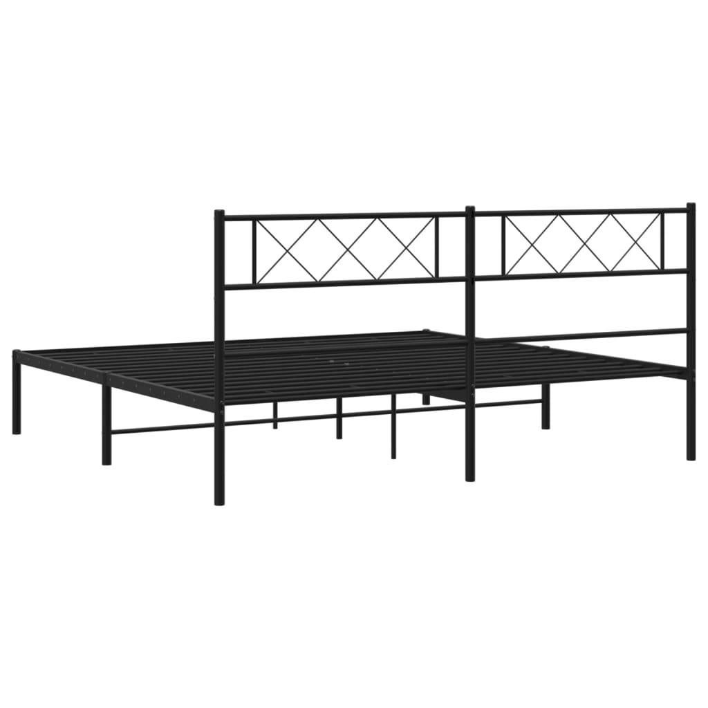 vidaXL Bedframe met hoofdbord metaal zwart 193x203 cm