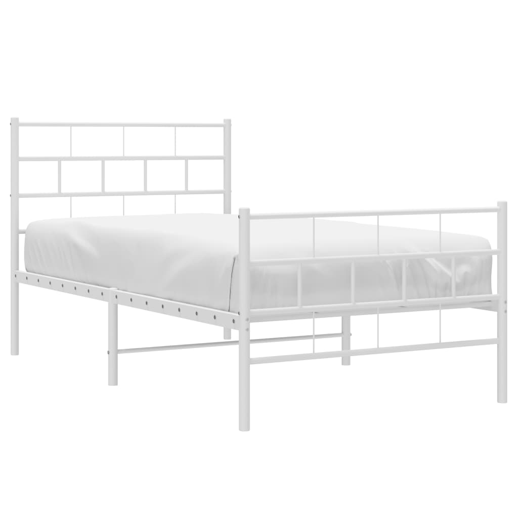 vidaXL Bedframe met hoofd- en voeteneinde metaal wit 100x190 cm